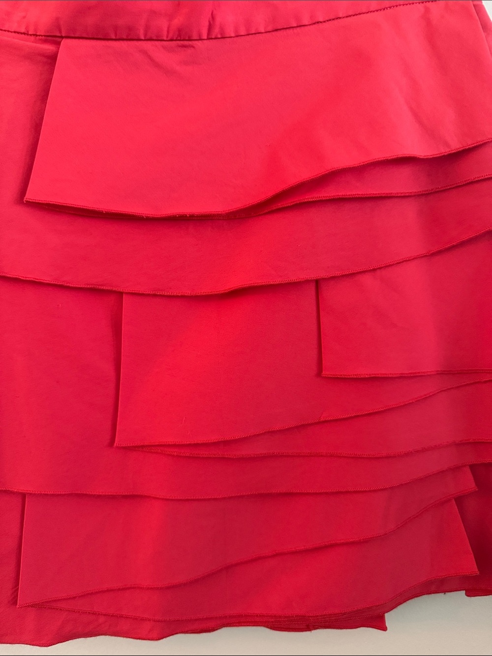 BCBGMaxAzria Layered Ruffle Mini Skirt - Red - Picture 4 of 11